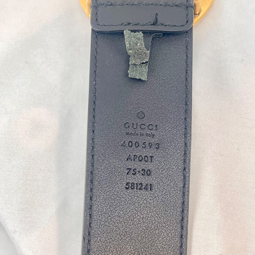 Gucci Double GG Marmont Belt Black Leather Gold Buckle Size 75/30 Made in Italy - Picture 4 of 7